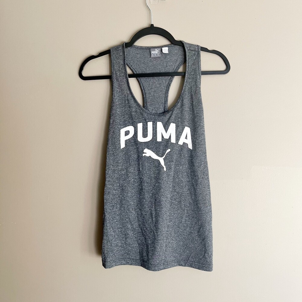 Puma Grey Racerback Workout Tank Top Medium